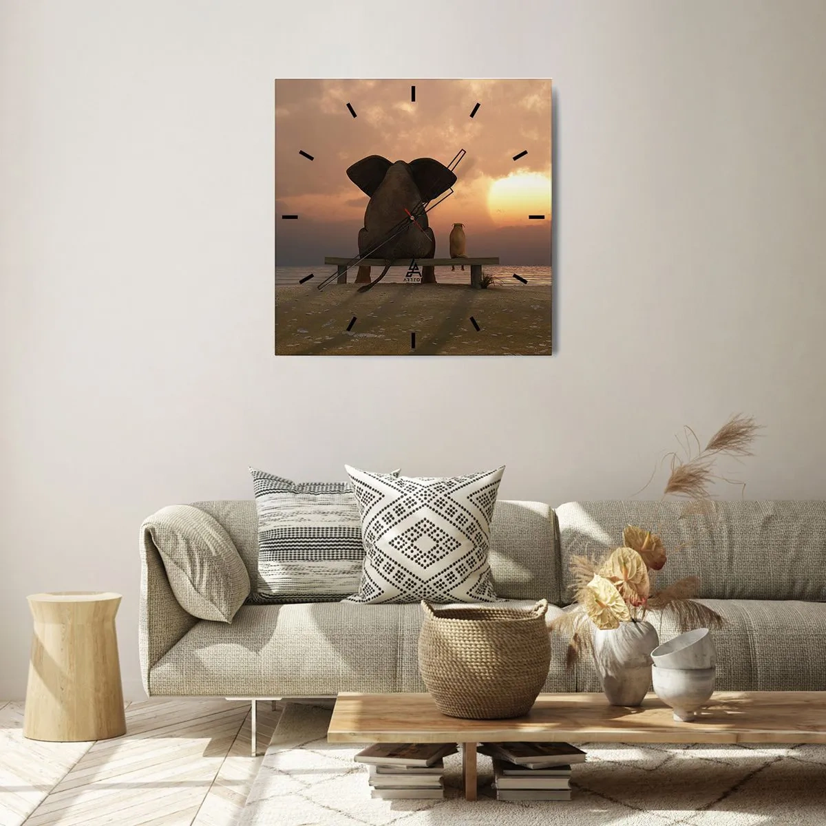 Väggklocka - Klocka på glas - Det är bra att vara tyst tillsammans - 40x40 cm