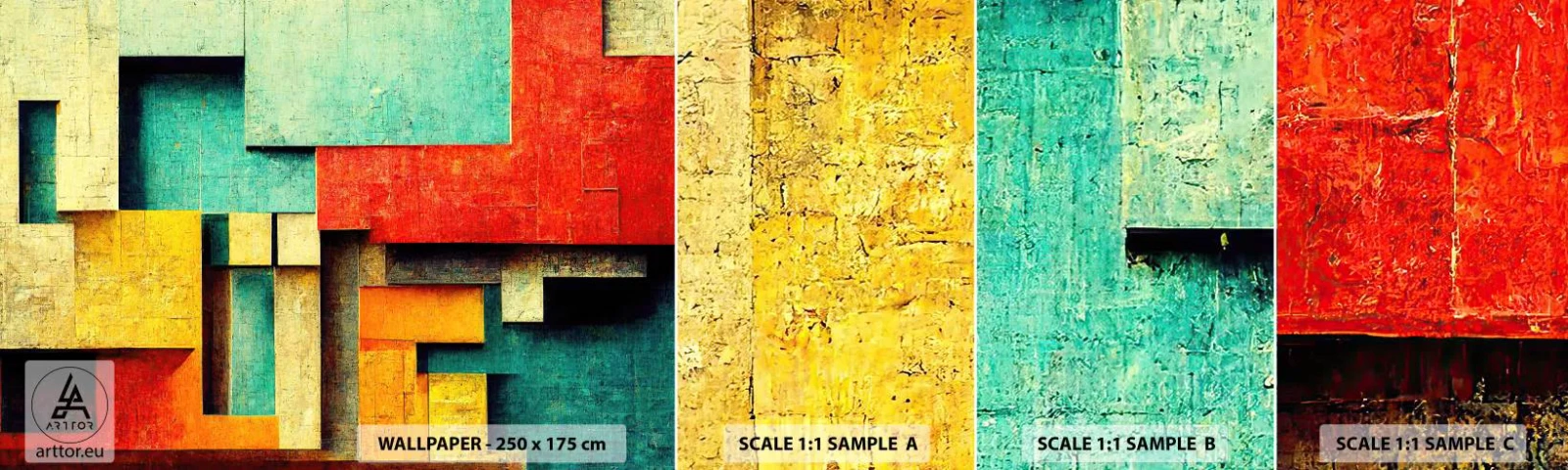 Fototapet Prov Standard Eco - Festival av räta vinklar - 3D, Bit, Geometrisk - 100x30 cm