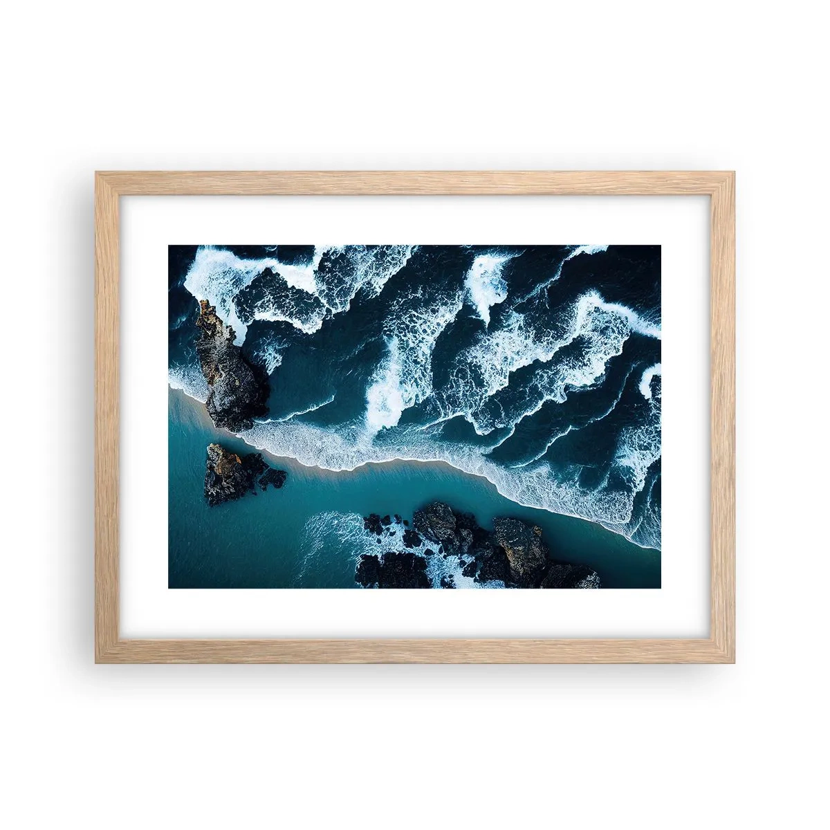 Affisch i ram av ljusek - Insvept i vågorna - 40x30 cm