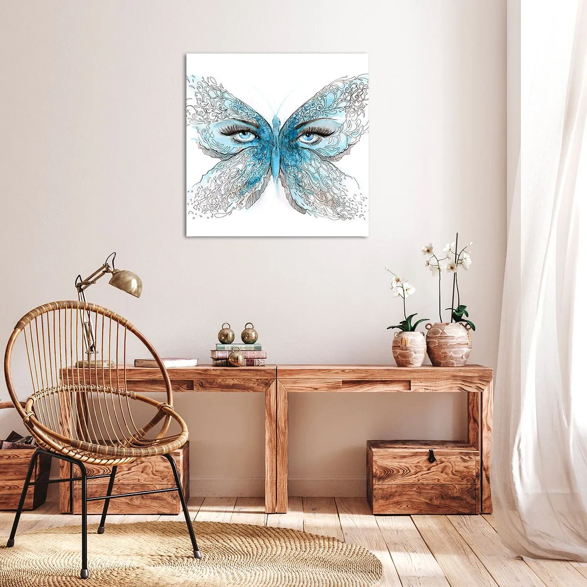Canvastavla - Bild på duk - Fjärilögon - 70x70 cm