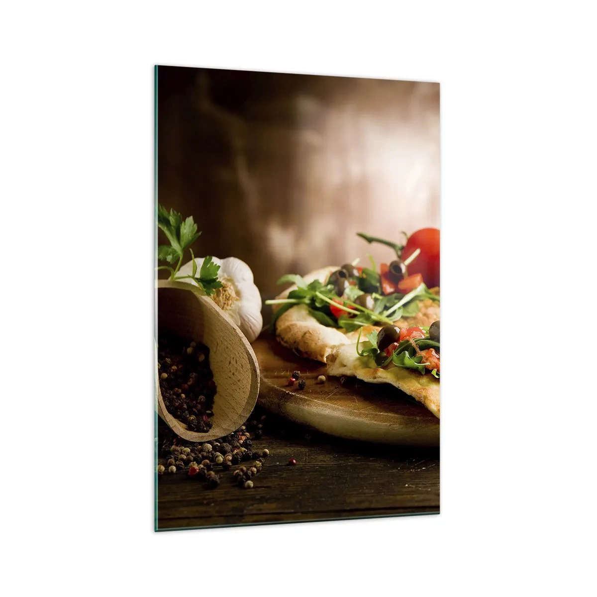 Glastavla - Bild på glas - Direkt från ugnen och trädgården - 70x100 cm