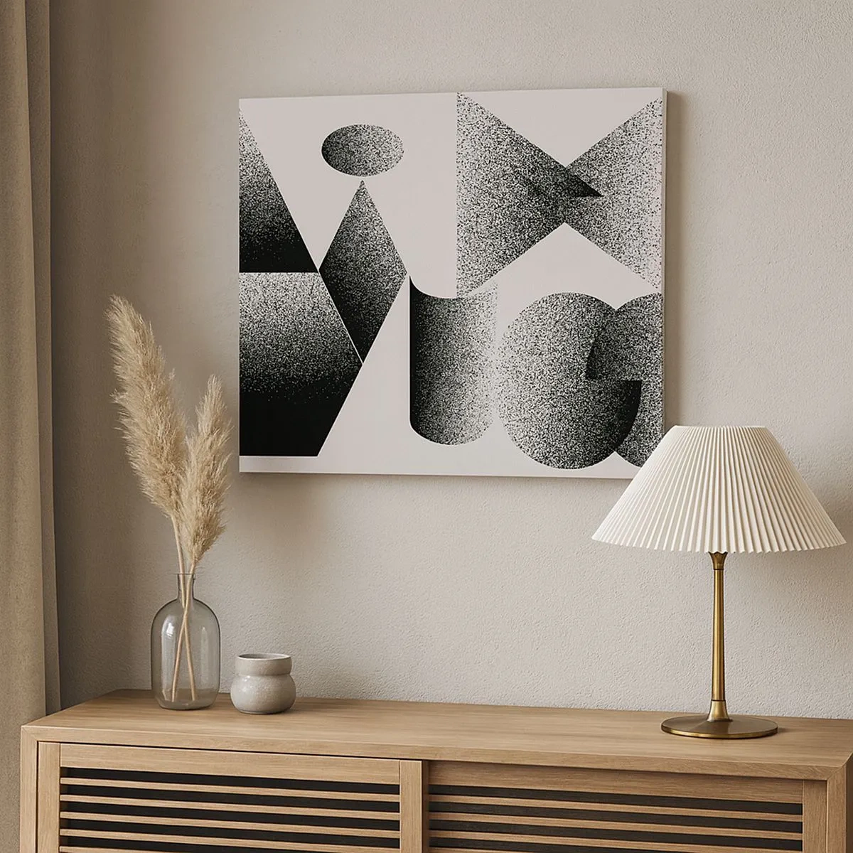 Canvastavla - Bild på duk - Geometri bestående av vinklar och ovala former - 70x50cm - Vinklar och ovaler - Modern väggdekoration för vardagsrum och sovrum ARTTOR