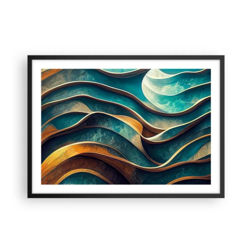 Affisch i svart ram - Meandrar av blått - 70x50 cm