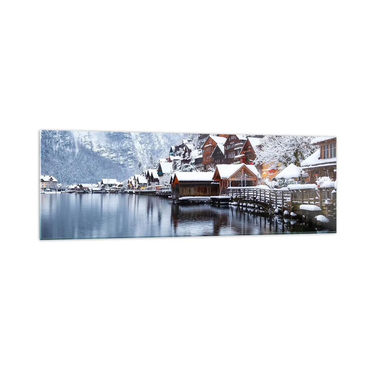 Glastavla - Bild på glas - I vinterns dräkt - 160x50 cm