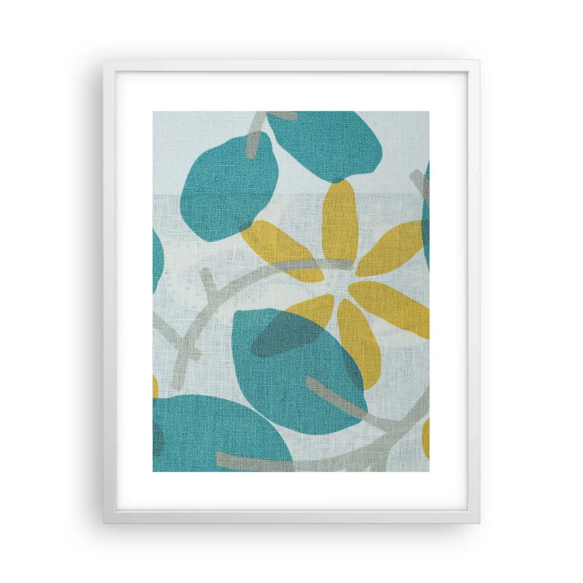 Affisch i vit ram - Bland azurblå blad - 40x50 cm