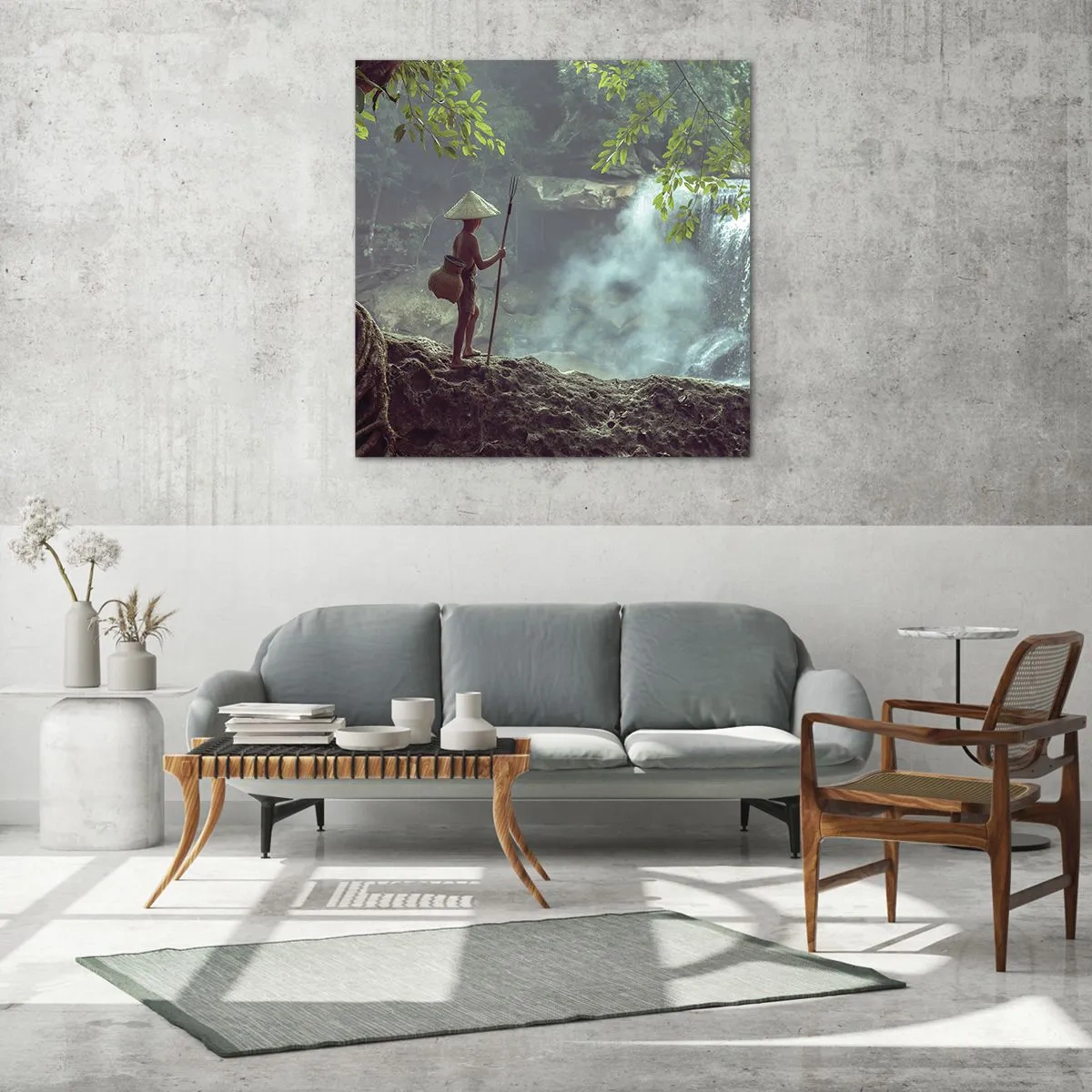 Glastavla - Bild på glas - Vän med naturen - 70x70 cm