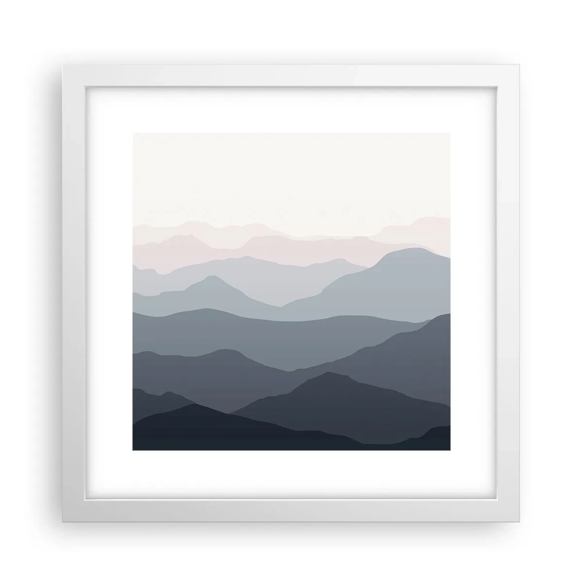 Affisch i vit ram - Fjällens vågor - 30x30 cm