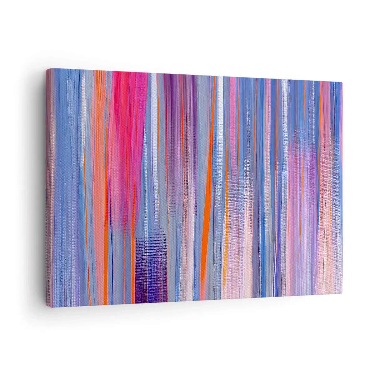 Canvastavla - Bild på duk - Abstrakta vertikala linjer i nyanser av blått och rosa - 70x50cm - Uppstigning i regnbåge - Modern väggdekoration för vardagsrum och sovrum ARTTOR