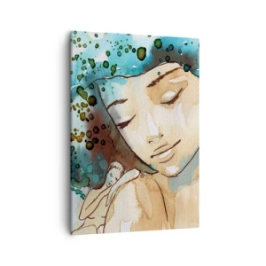 Canvastavla - Bild på duk - Lady in blue - 50x70 cm