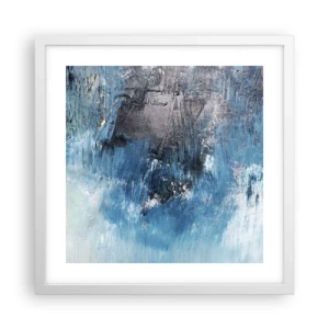 Affisch i vit ram - Blå rapsodi - 40x40 cm