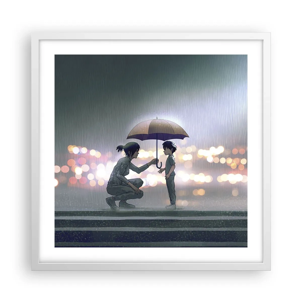 Affisch i vit ram - Och allt är väl nu - 50x50 cm