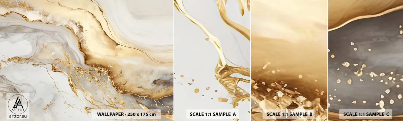 Provbit av självhäftande fototapet Deluxe Sticker - Abstraktion: skönhet och godhet - Marmor, Glamour, Elegant - 100x30 cm