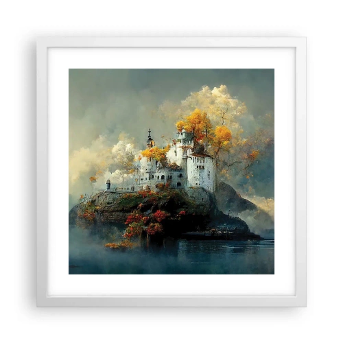 Affisch i vit ram - Början på en romantisk historia - 40x40 cm