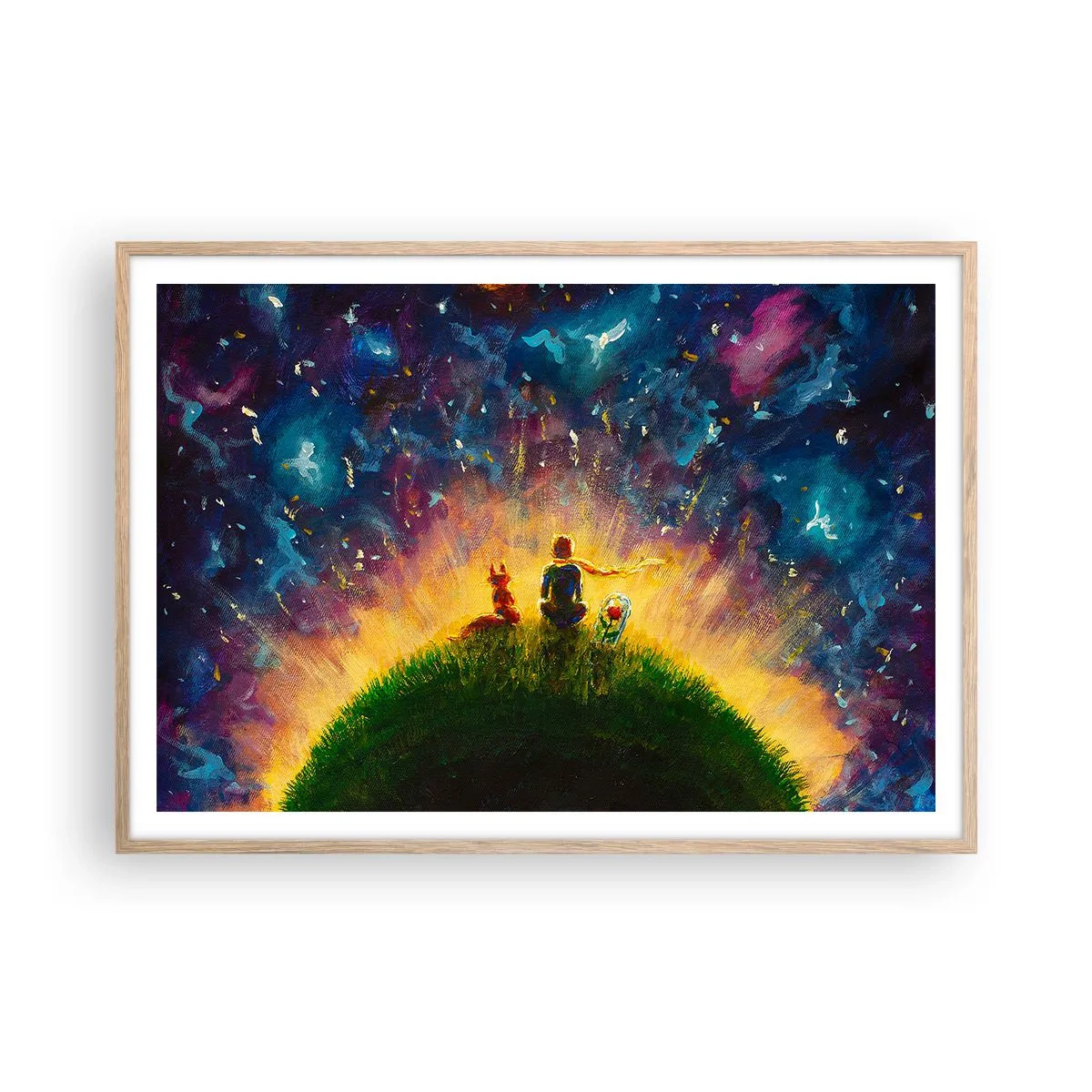 Affisch i ram av ljusek - Kärlek och vänskap - hela världen - 100x70 cm