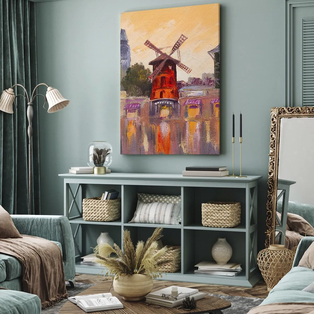 Canvastavla - Bild på duk - Ikoner av Paris – Moulin Rouge - 70x100 cm