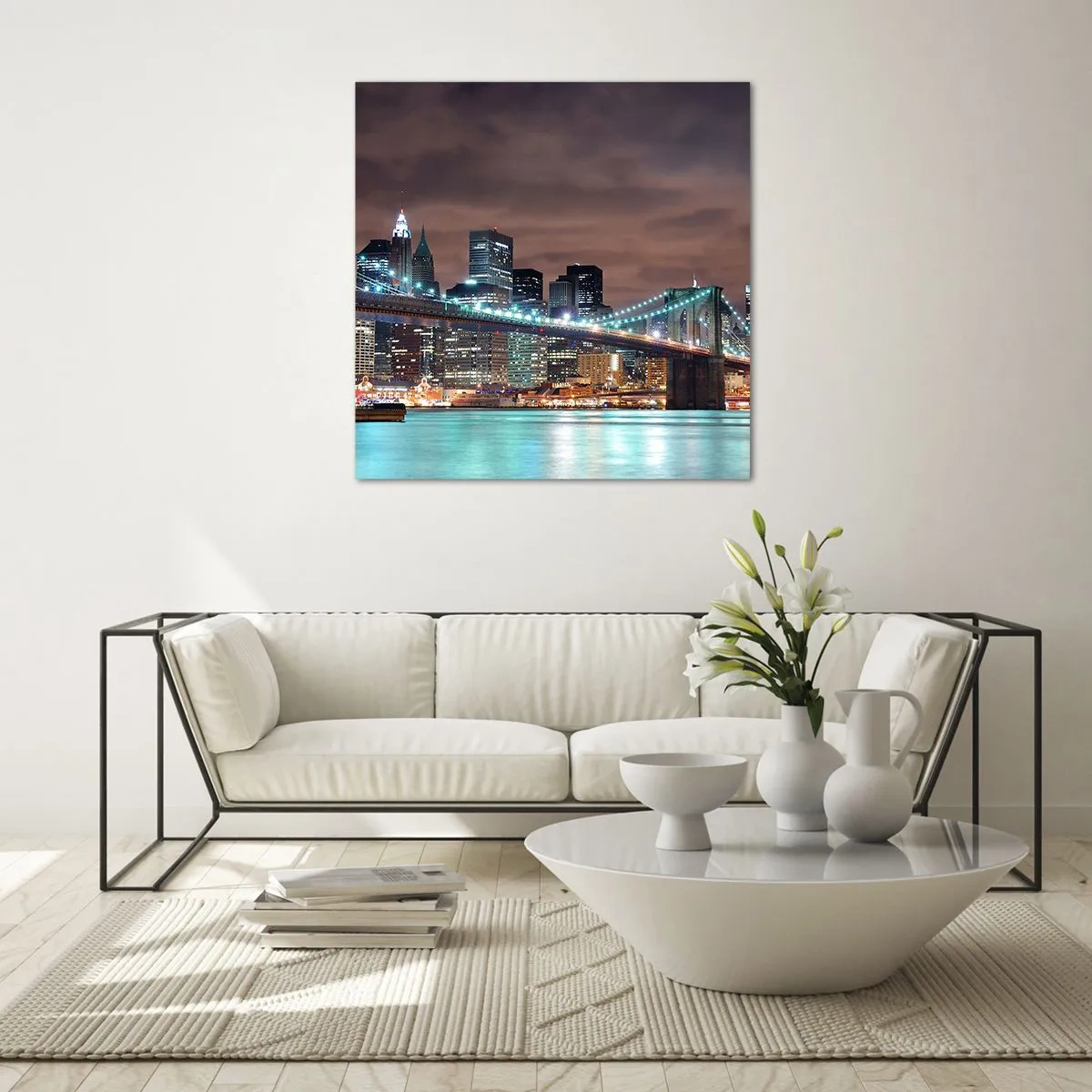 Glastavla - Bild på glas - Storstadens ljus - 60x60 cm