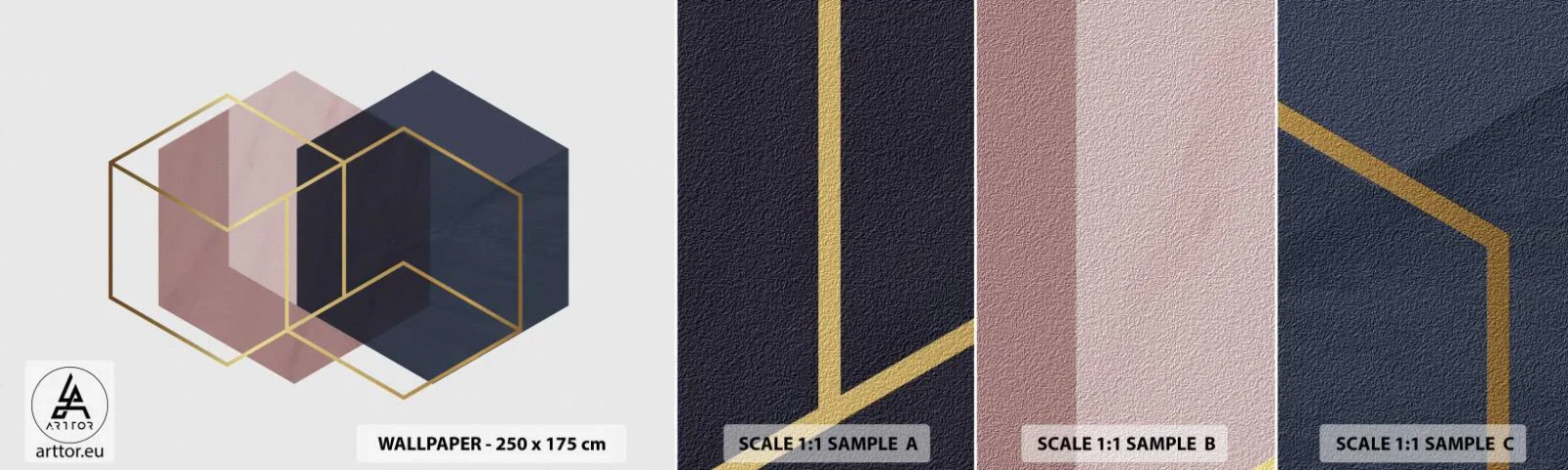 Provbit av självhäftande fototapet Deluxe Sticker - Enkelhetens styrka - Abstraktion, Bit, Hexagen - 100x30 cm