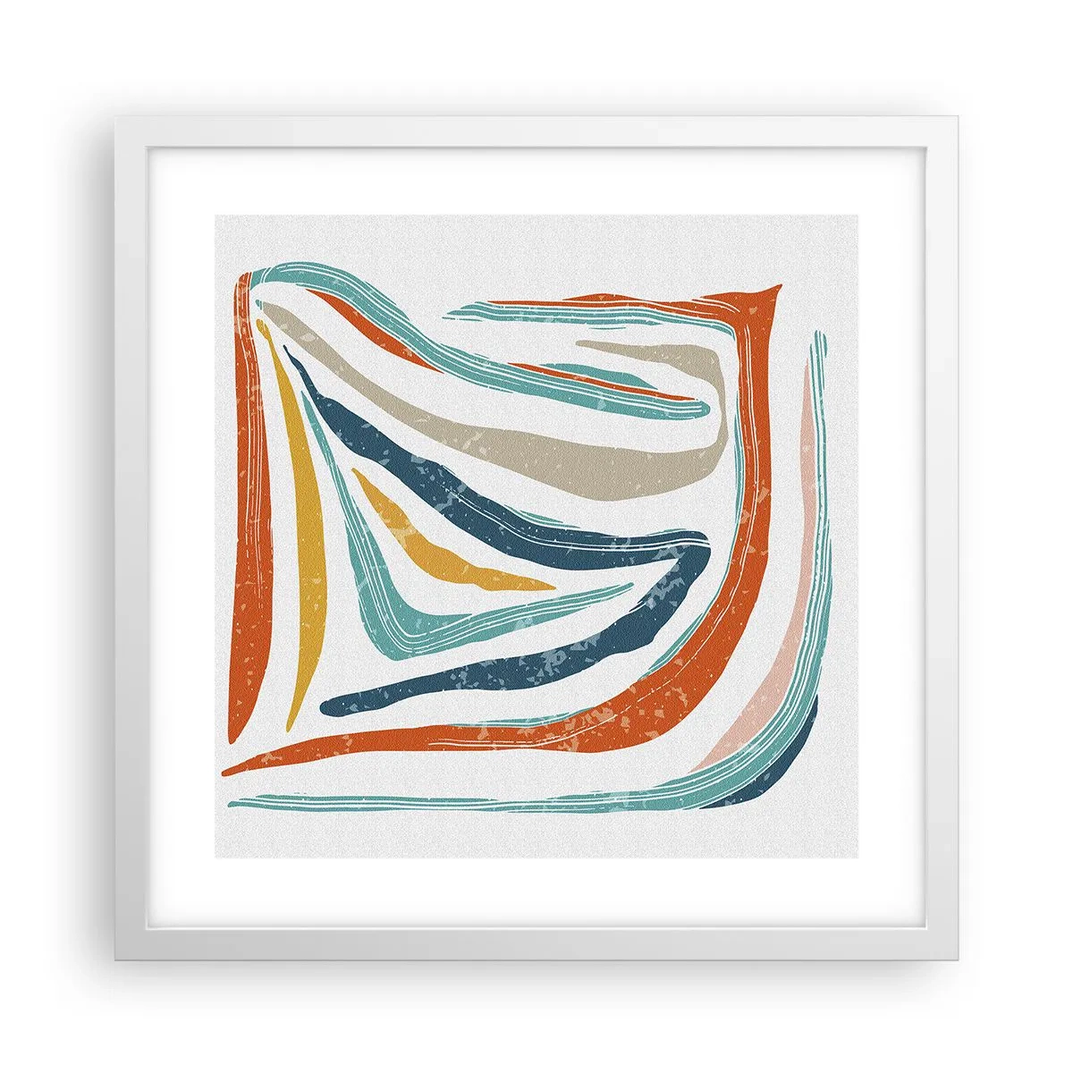 Affisch i vit ram - Vänligt leende abstraktion - 40x40 cm