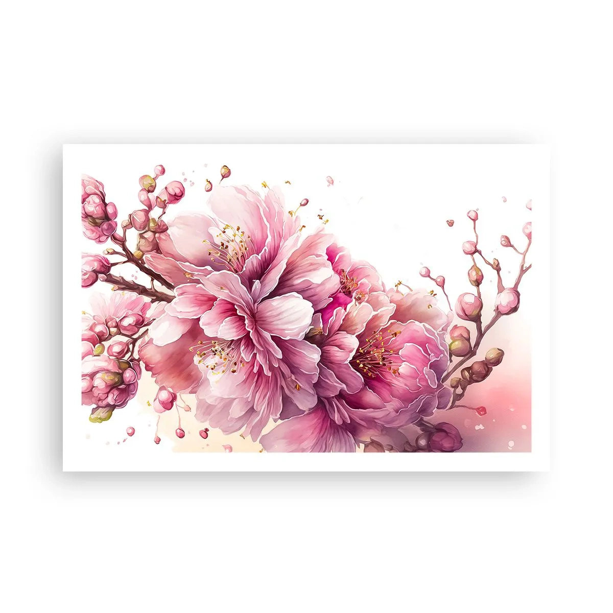 Affisch - Blommande körsbärsblomma - 91x61 cm