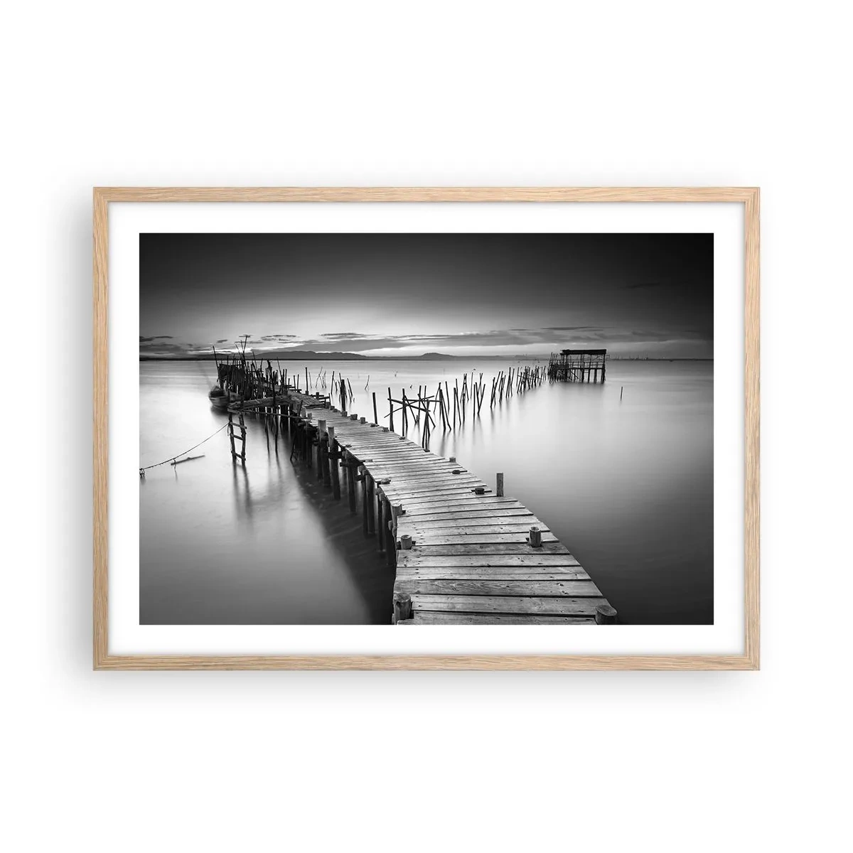 Affisch i ram av ljusek - Den glömda strandens ro - 70x50 cm