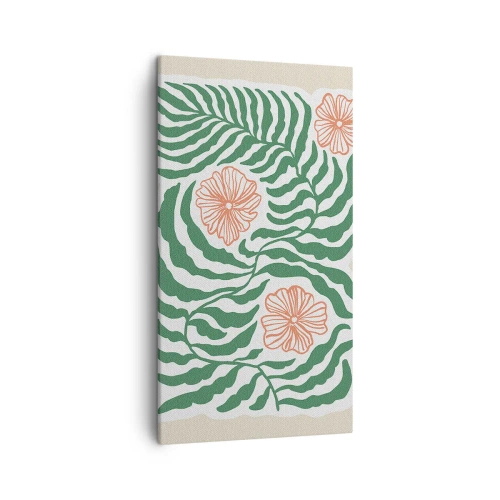 Canvastavla - Bild på duk - Blommande i grönt - 45x80 cm