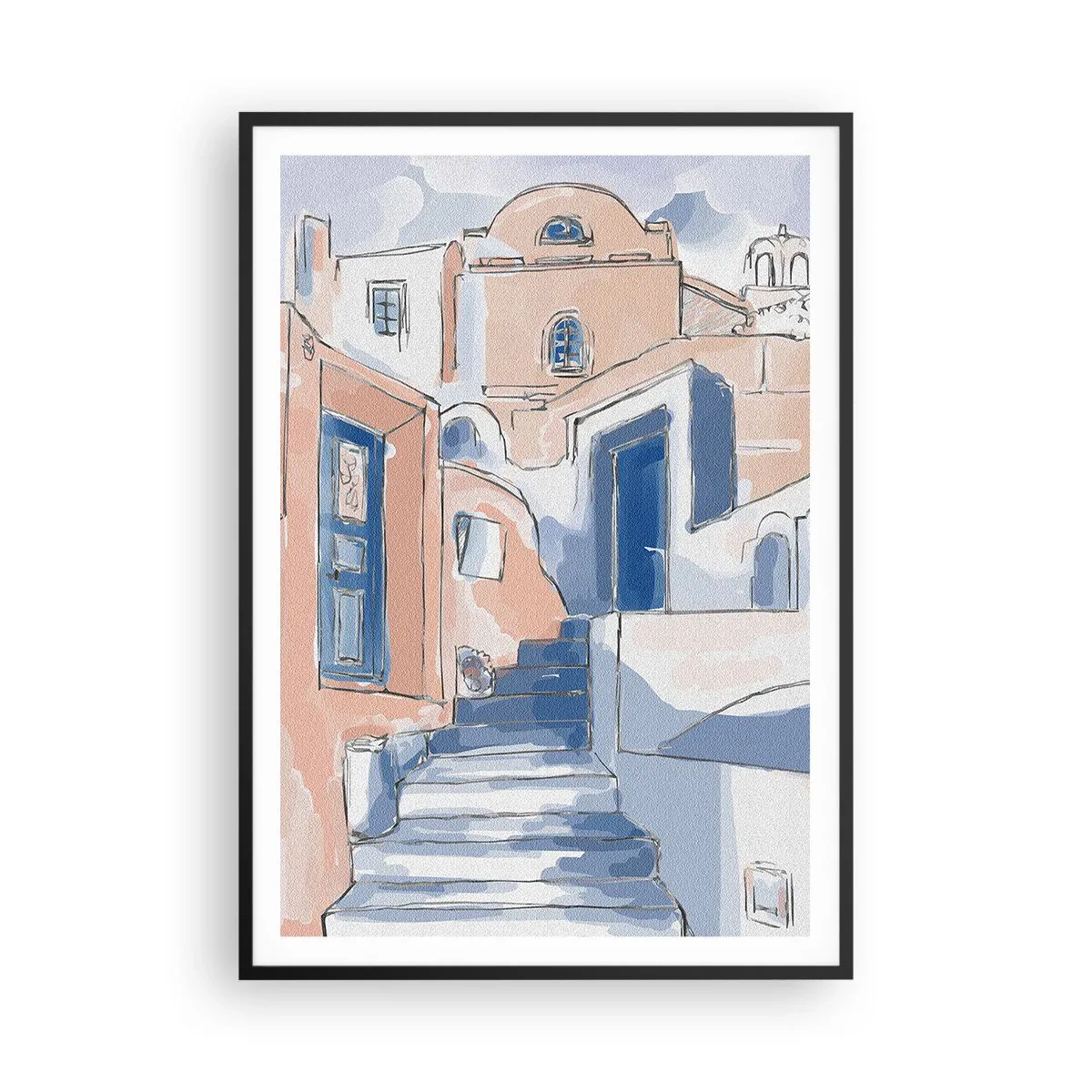 Affisch i svart ram - Exotisk stad - 70x100 cm