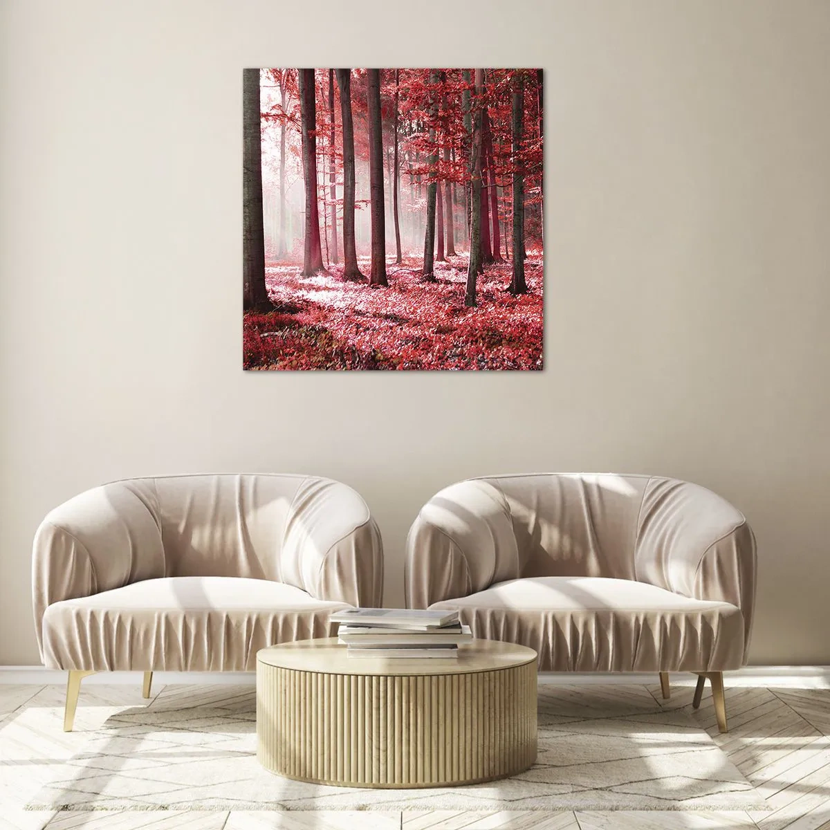 Glastavla - Bild på glas - Röd är lika vacker - 70x70 cm