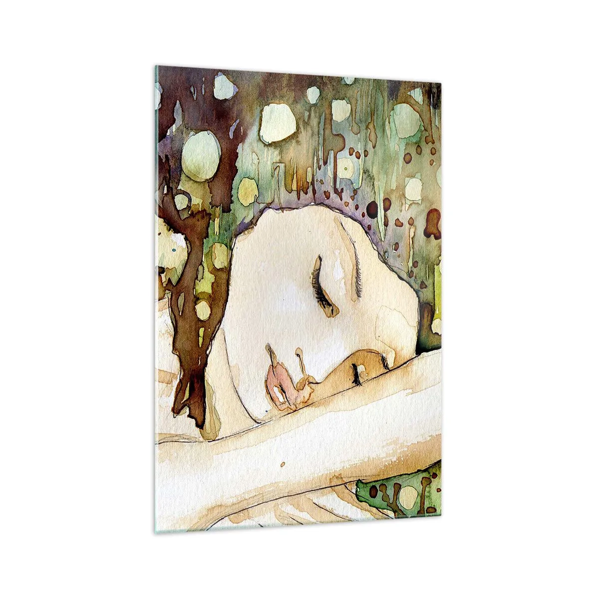 Glastavla - Bild på glas - Smaragd-viol dröm - 70x100 cm