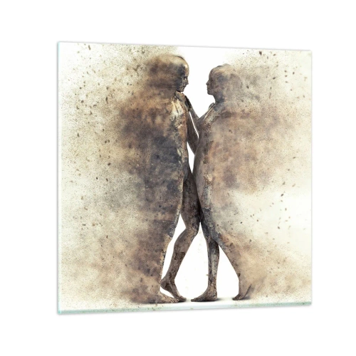 Glastavla - Bild på glas - Uppstådda ur aska för att älska - 70x70 cm