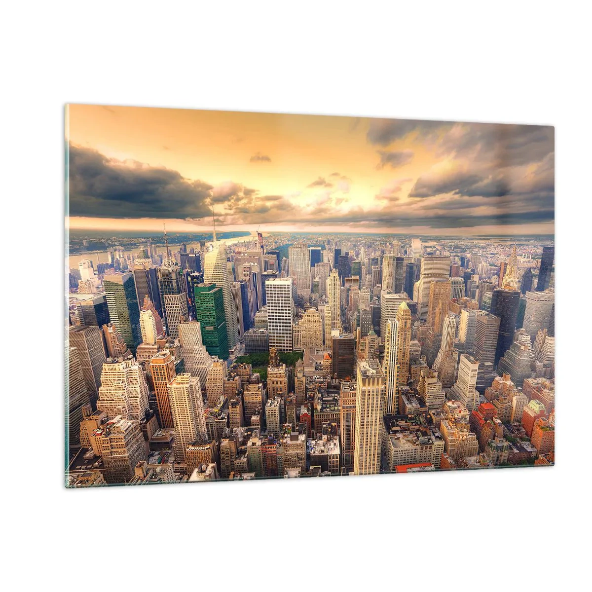 Glastavla - Bild på glas - Förgylld metropolis - 120x80 cm