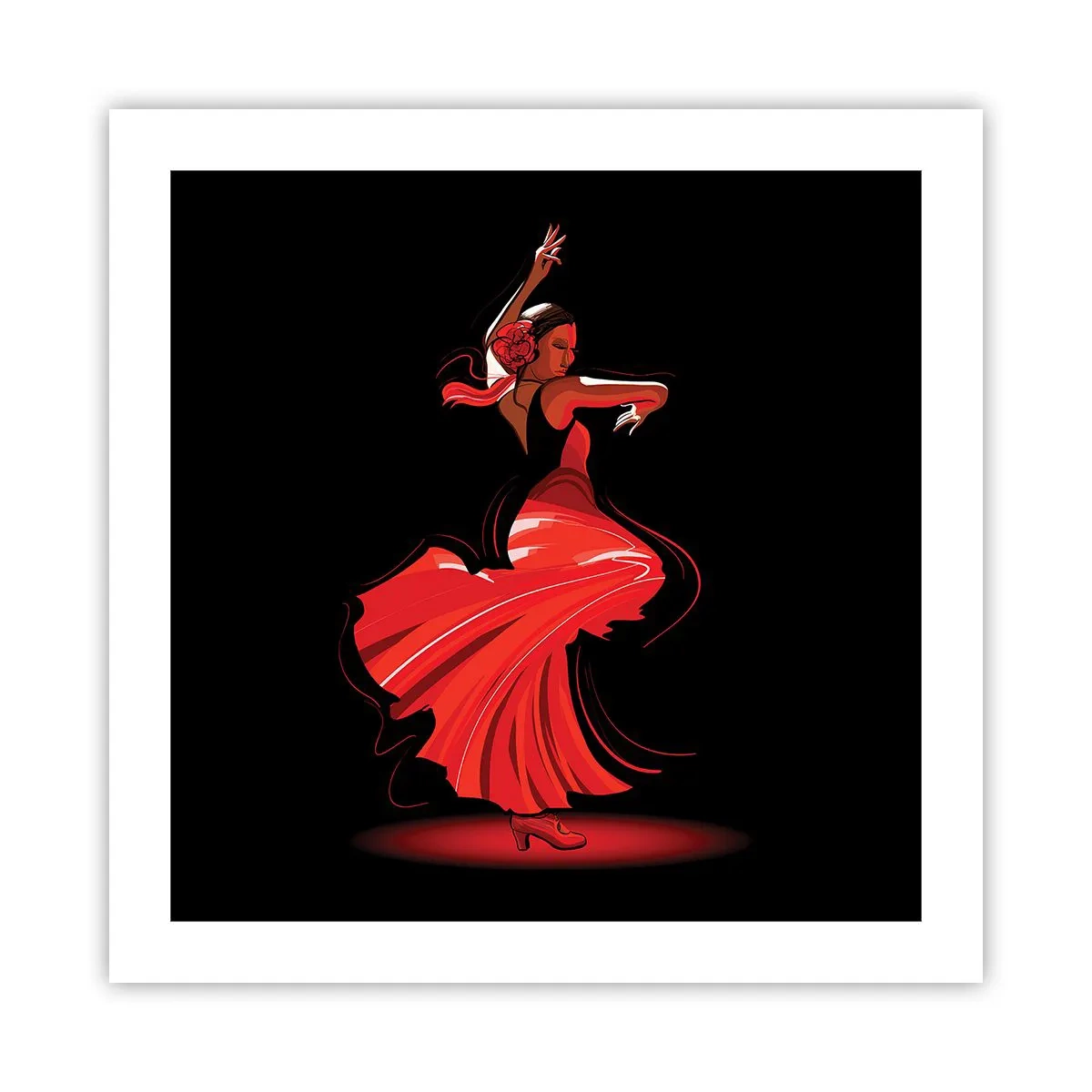 Affisch - Flamencos brinnande anda - 50x50 cm