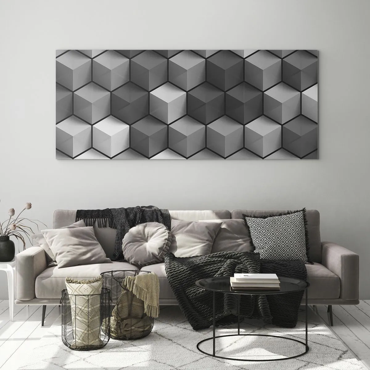 Glastavla - Bild på glas - Kubistiskt pussel - 100x40 cm