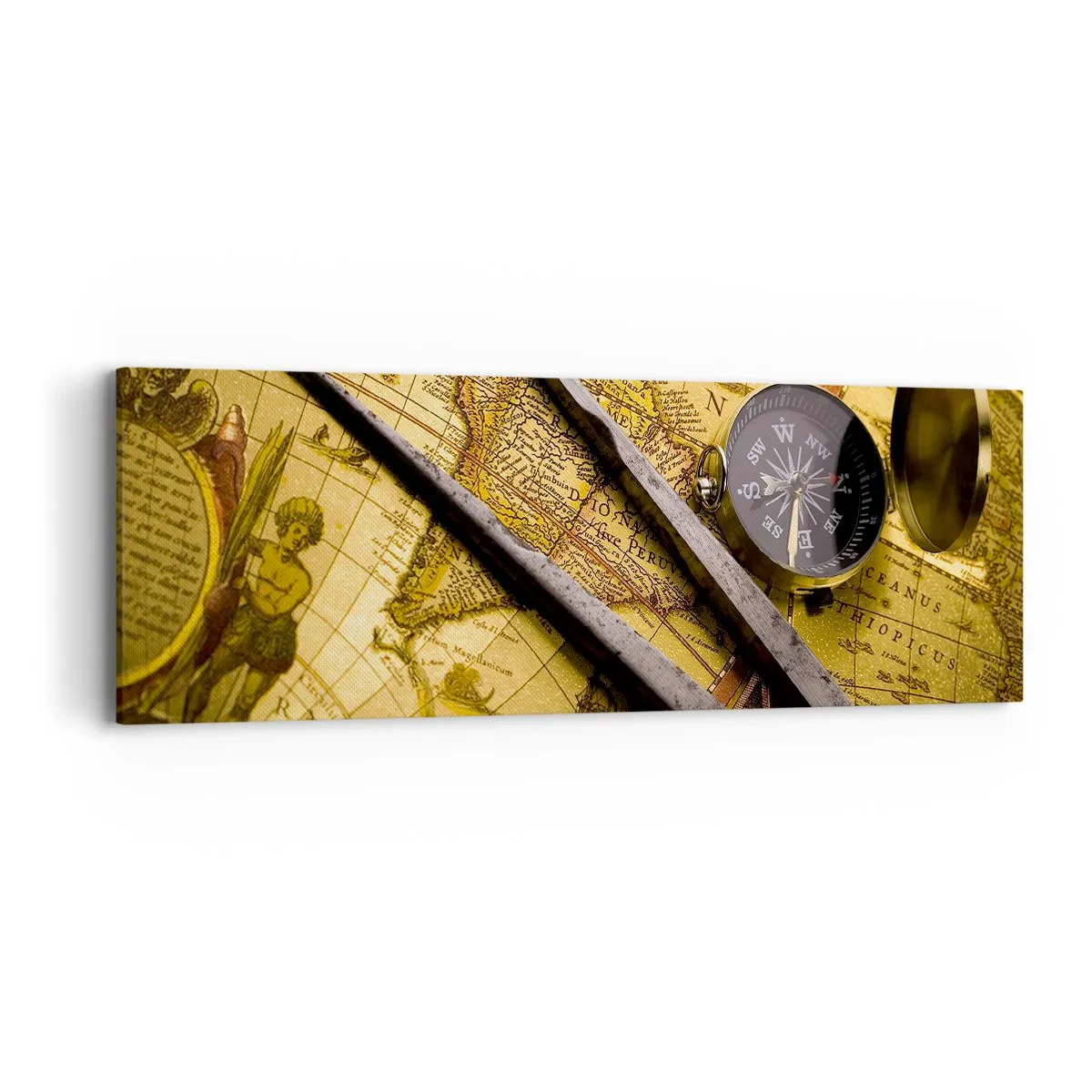 Canvastavla - Bild på duk - Var är skatterna? - 90x30 cm
