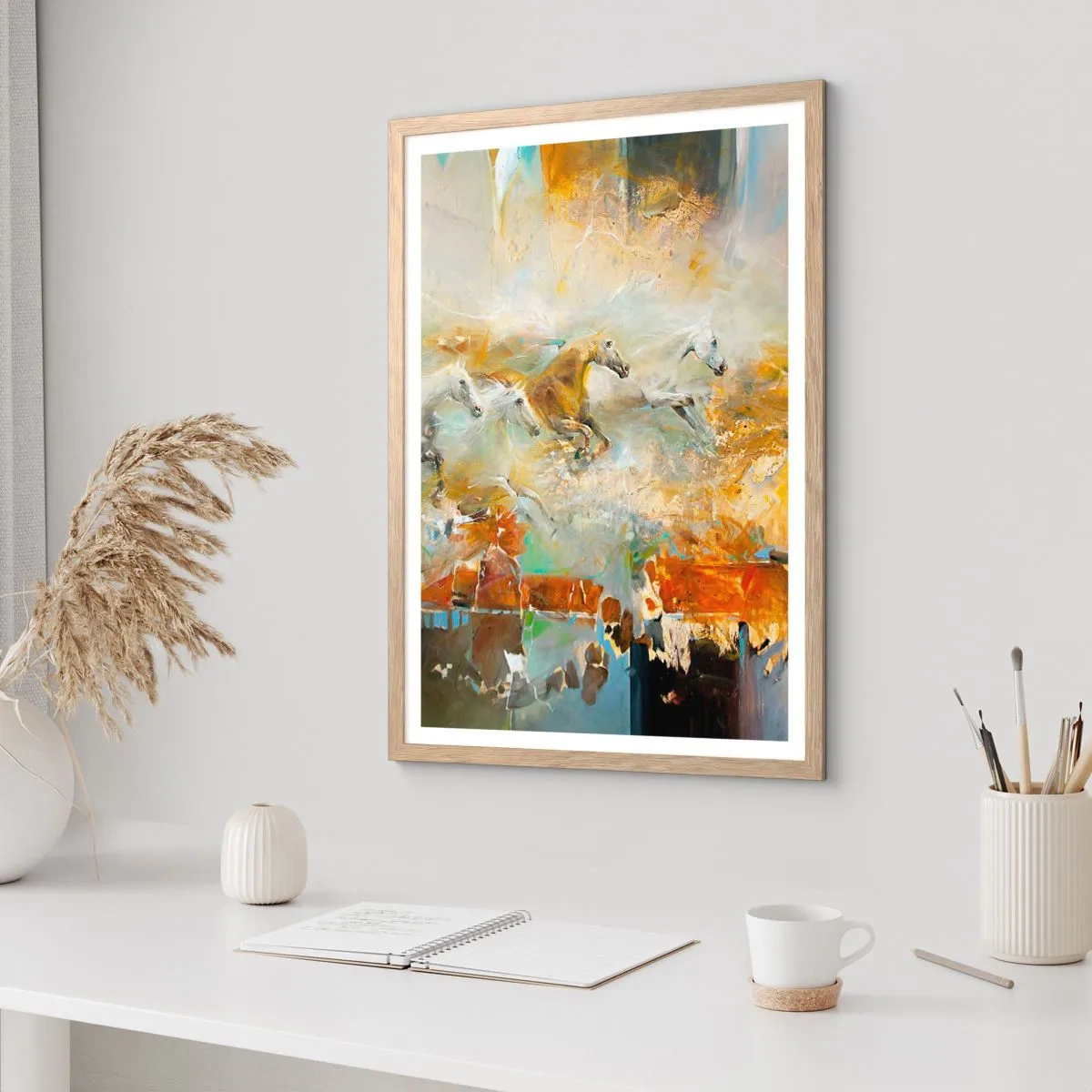 Affisch i ram av ljusek - Galopp genom ljuset - 70x100 cm