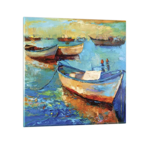 Glastavla - Bild på glas - I en sydlig vik - 30x30 cm