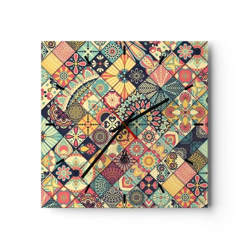 Väggklocka - Klocka på glas - Marockansk stämning - 30x30 cm