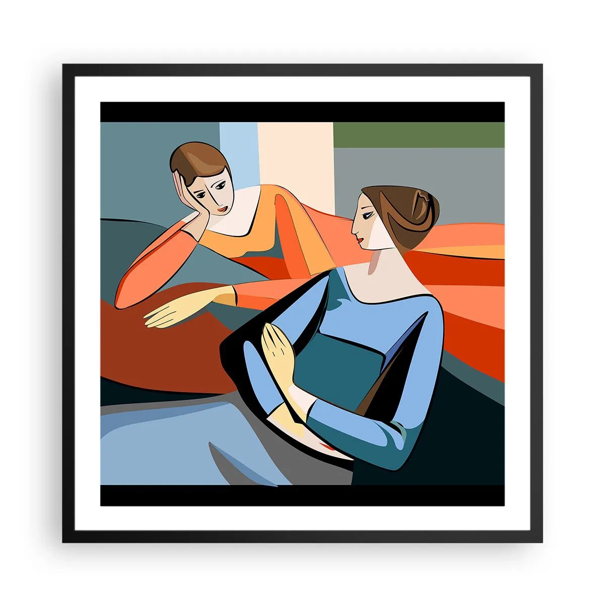 Affisch i svart ram - Ett ögonblick av förtrolighet - 60x60 cm