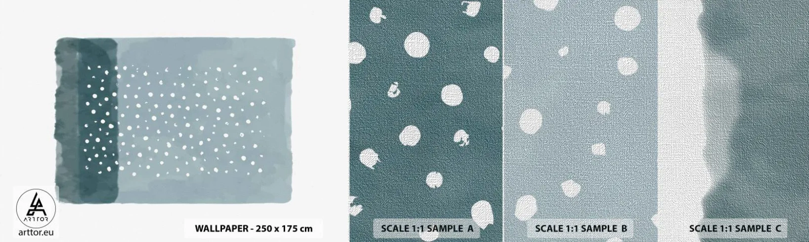 Provbit av fototapet Premium Canvas - Uppstådda ur det blåa - Abstraktion, Bit, Minimalism - 100x30 cm