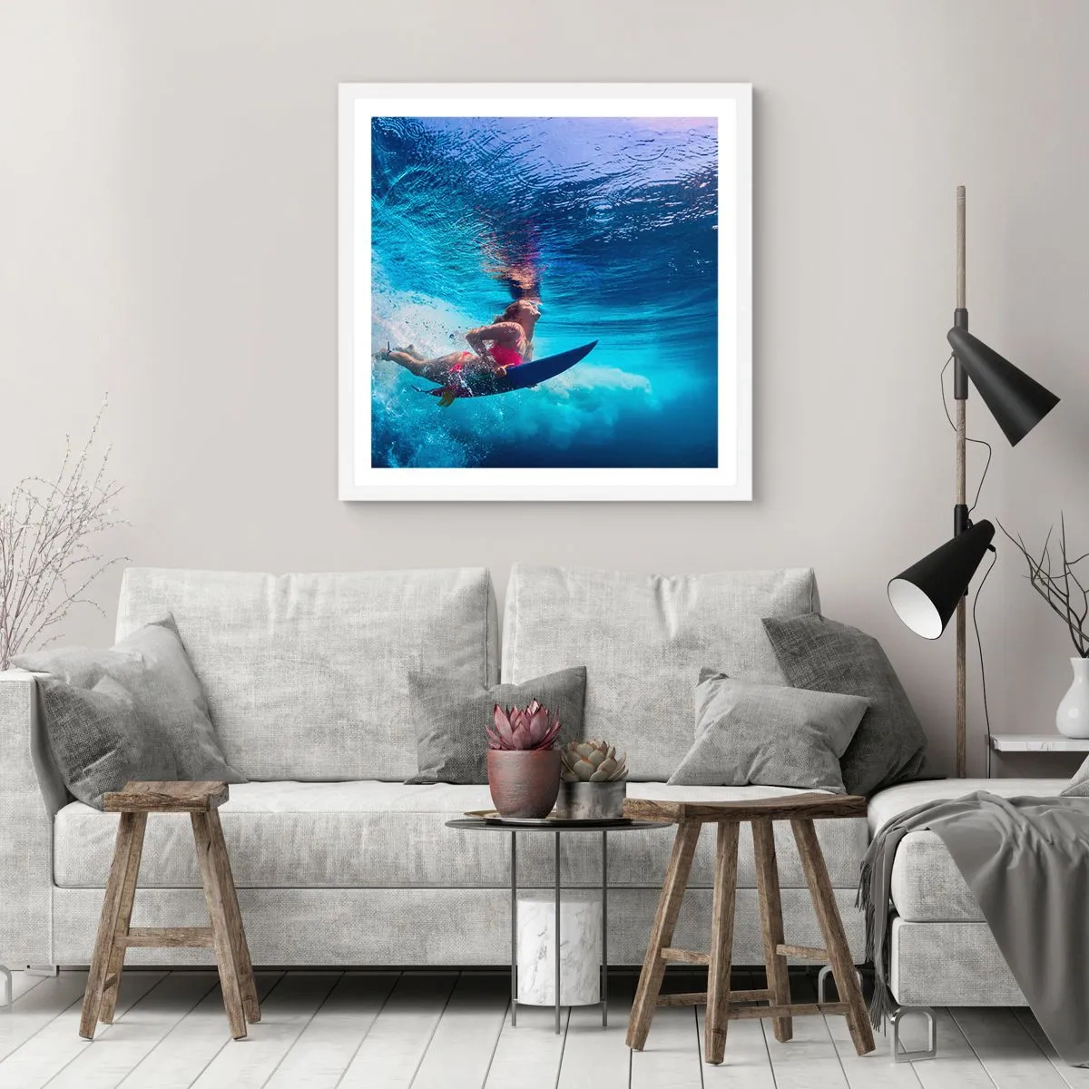 Affisch i vit ram - Glädjens djup - 30x30 cm