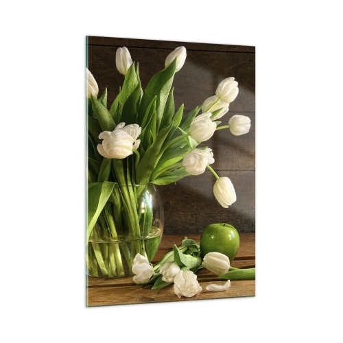 Glastavla - Bild på glas - Saftiga och färska i grön och vit - 50x70 cm