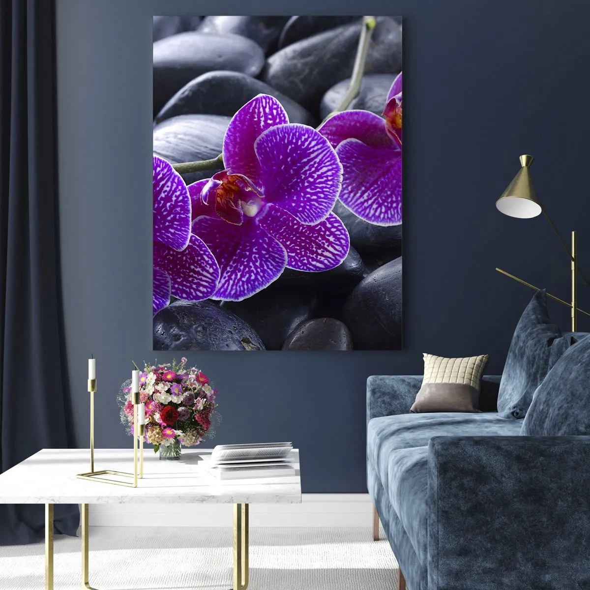 Glastavla - Bild på glas - Stenarna har bleknat av beundran - 50x70 cm