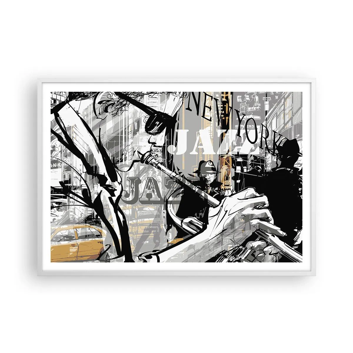 Affisch i vit ram - I New Yorks rytm - 100x70 cm
