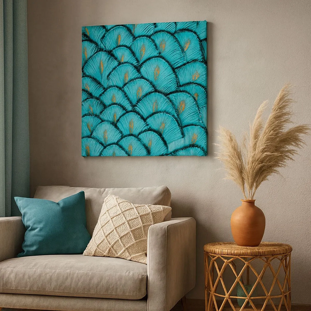 Canvastavla - Bild på duk - Den stora fjädergalan - 30x30 cm