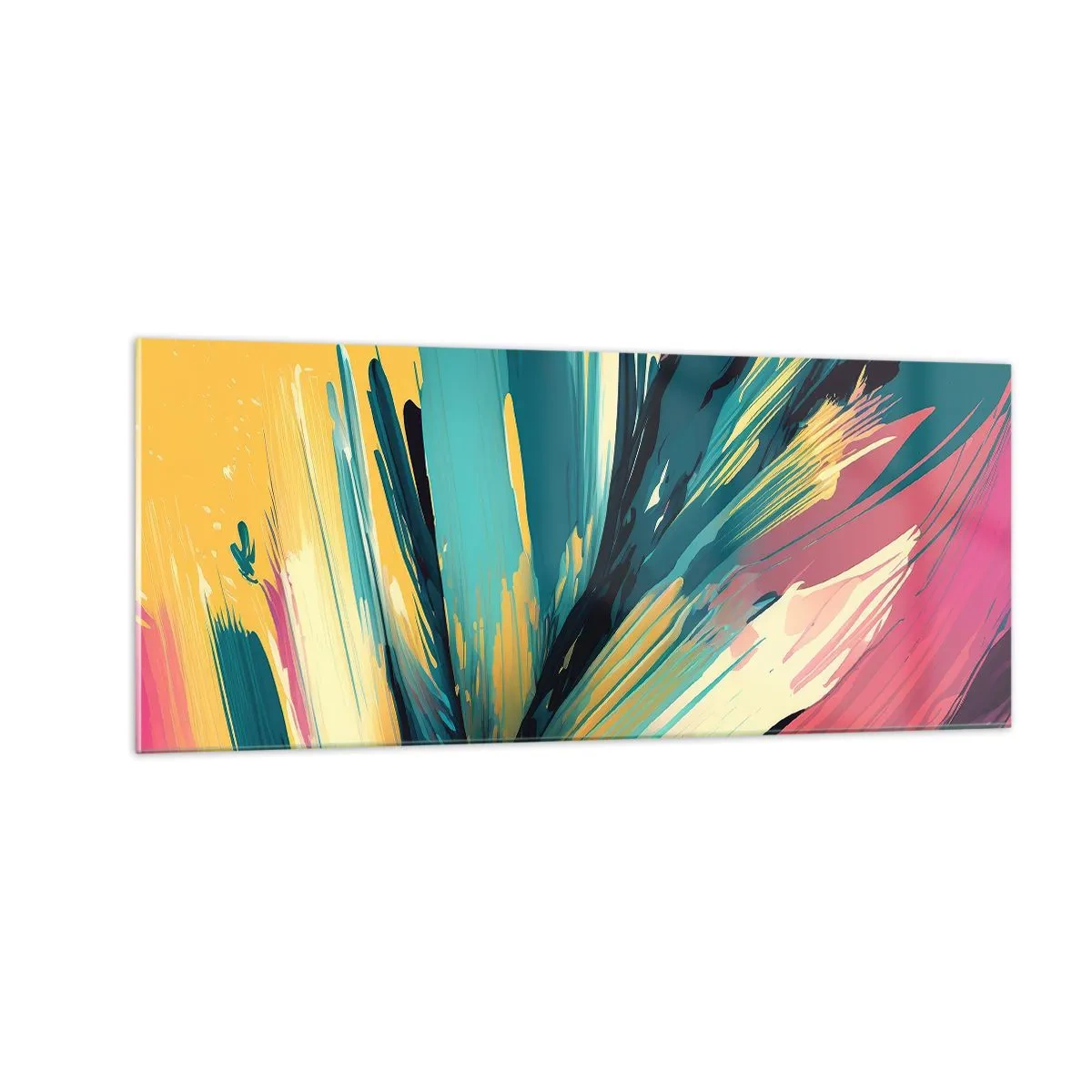 Glastavla - Bild på glas - Komposition - en explosion av glädje - 100x40 cm