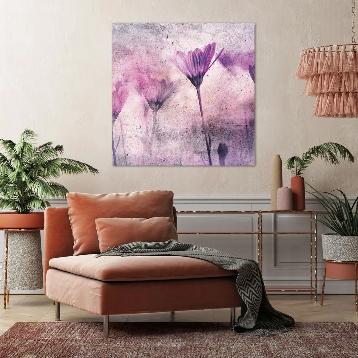 Canvastavla - Bild på duk - Blommornas sömn - 70x70 cm
