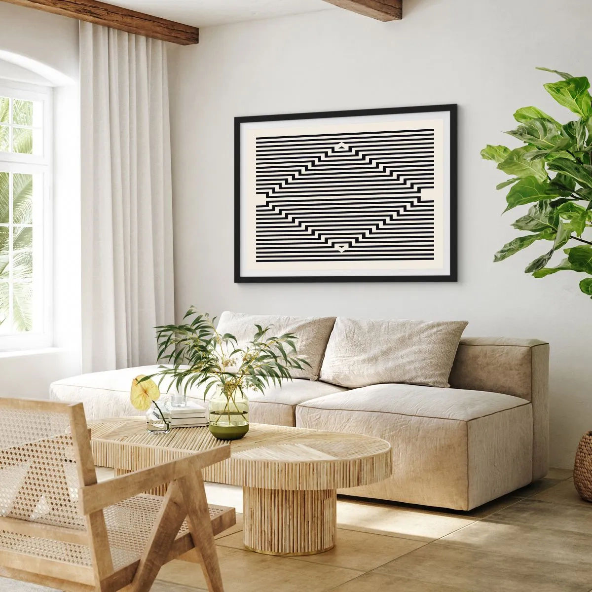 Affisch i svart ram - Geometrisk illusion - 100x70 cm