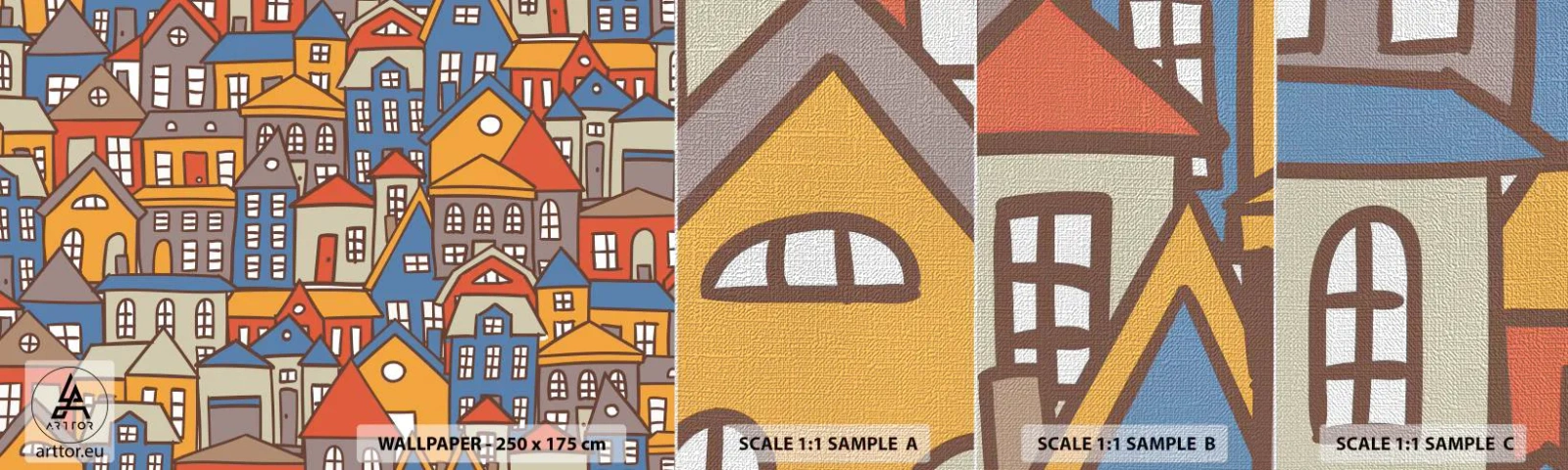 Provbit av fototapet Premium Canvas - Hus bakom hus - Stad, Arkitektur, Gammal stad - 100x30 cm