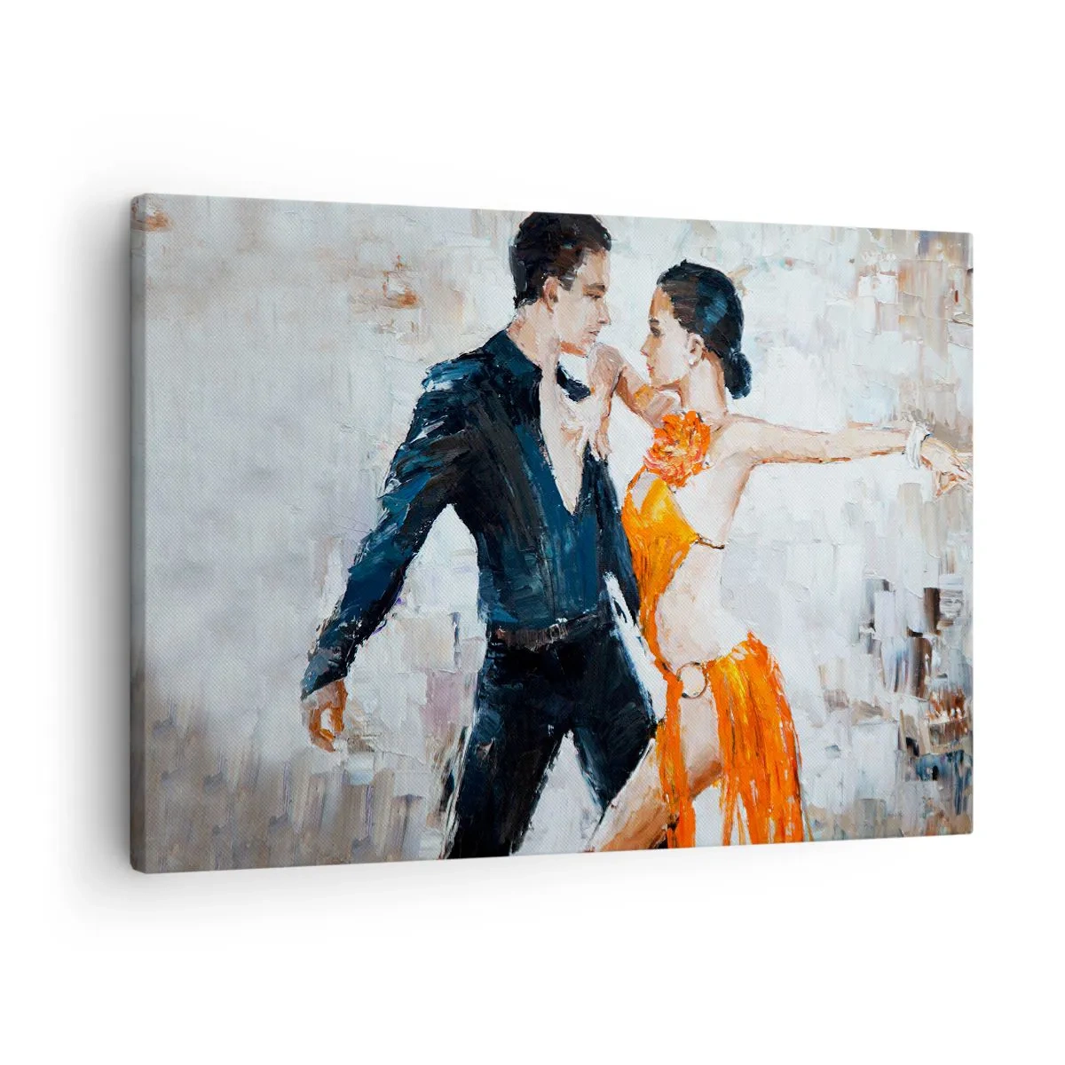Canvastavla - Bild på duk - Ett dynamiskt par som dansar i latinamerikansk stil. - 70x50cm - Dirty dancing - Modern väggdekoration för vardagsrum och sovrum ARTTOR
