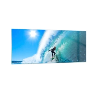 Glastavla - Bild på glas - Genom stora blåa - 100x40 cm