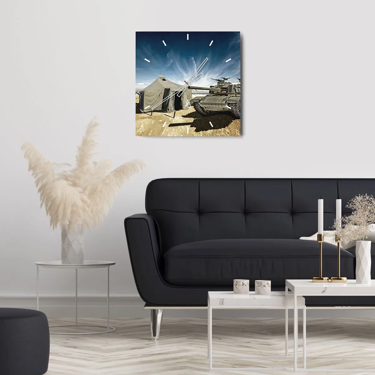 Väggklocka - Klocka på glas - Militär dröm - 40x40 cm